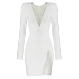 Exploding Sexy Water Drill Net Mini Dress High-End Banquet Evening Dress Singer Performance