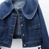 Large Collar Denim Jacket-Outfit
