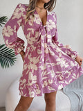 2025 Leisure Flowers Long Sleeve Wood Ear A Skirt Women's