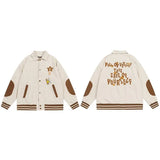 Streetwear Retro Baseball Jacket Corduroy Bomber Jacket Letter Stars Embroidery Men Harajuku Varsity Jacket Coat