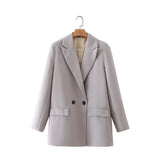 And Summer 2024 New Simple Loose Double-Breasted Suit Jacket New Suit For Women In Spring And Autumn-Outfit