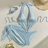 2024 New Bright Two-Piece Set Hollow One-Piece Swimsuit Bikini