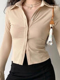 vintage polo collar long sleeve rib