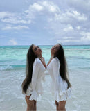 Fongt Spring And Summer New Repair Inclined Door Lint Wave Lotus Side Of The Beach Dress LX0144