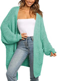 Fongt And Winter Hot Style Lady Solid Color Long Sleeve Pocket Loose Cardigan Knit Sweater