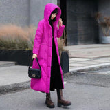 Chinese Wind Long White Duck Down Down Jacket Female 2024 Winter Retro Embroidery Add Thick Over The Knee Plate Button Large Size Coat Tide-Outfit