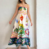 Fongt 2024 New Women's Sleeveless Strapless High-Waisted Print Long Strap