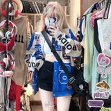 Bomber Woman Varsity Racing Jacket PU Long Sleeve Stand Collar Leather Jackets Unisex American Jacket¡®s Bombers Coat