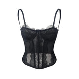 Girl Sexy Gather Tight Corset Eyelash Lace Lace Perspective Pure Desire Harness Top-Outfit