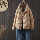 2024 New Down Jacket Female Short Thin Loose Casual Lapel Warm White Duck Down Short Coat Tide-Outfit