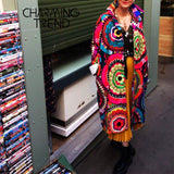 Coat Flower Printed Long Sleeve 2020 Winter Jacket Ladies Woolen Outwear Vintage Casual Chic Ethnic Style Female