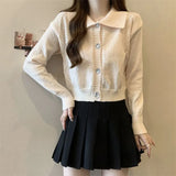 Small Fresh Blue Knitted Cardigan Girl Spring Small Loose Outer Sweater Gentle Wind