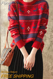 Winter O-Neck Elegant Fashion Pullovers for Women 2023 New Christmas Chic Sweaters Casual Blouse Korean Top T-Shirt