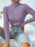 Turtleneck Ribbed Knit Sweater-Outfit