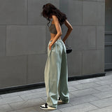 Fongt Rope Girded Casual Workwear Trousers Women Street Fashion Trend Women's Simple Loose