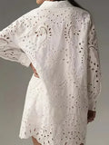 Fongt #2025 Spring/Summer Leisure Daily Solid Color Hollow Buckle Collar Shirt