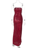 Red Sequin Wrapped Bodycon Mini Dress-Outfit