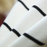 Sleeve Knit Pullover Tops Women Spring Summer Stripe Tshirts Korean White Black Knitwear Jumper Tee New