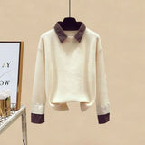 Winter Warm Matching Suits For Womens Knitted Sweater+parkas Vest+tweed Pants Sets Office Ladies Elegant Three Pieces