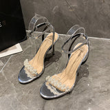 Fongt Fine Heel Shoes 2025 New Summer Sister Fried Street With Skirts With Toes With Sandals Female Thin Heel