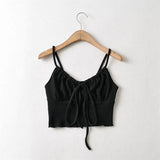 New Short Tight-Fitting Waffle Strap Vest With High Waist And Navel Halter Top-Outfit