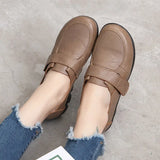 Spring Ladies Genuine Leather Handmade Shoes Women Hook &Loop Flat Shoes Women 2021 Autumn Soft Loafers