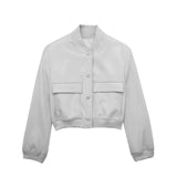 Autumn Women's Jacket Large Pocket French Solid Color Single Breasted Baseball Uniform Y13-69536-Outfit