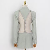Fongt Korea East Gate Women's Wear 2024 Spring And Autumn New Splicing Sexy Back Personality Versatile A Button Suit Coat-Outfit