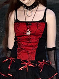 Dark Mall Goth Emo Harajuku Lace Camis E-girl Women Summer Aesthetic Clothes Bodycon Backless Strap Patchwork Crop