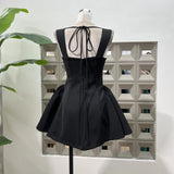 British Spring Fashion White Rich Beauty Light Luxury Strap Hand Nail Drill Collar Small Dress