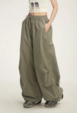 Fongt Wide-Leg Sweatpants Elastic Waist Logo Loose Versatile Air Pants Parachute Paratroop Cargo Pants-Outfit