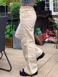 Washed Pocket Solid Cargo Pants-Outfit