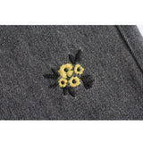 Vintage Flower Embroidery Basic Jeans Women Streetwear High Waist Stretch Pants Joggers Trousers Fashion
