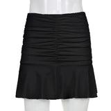 Fongt Summer Women's Dress Solid Color Dew Back Tie Hanging Neck Diamond Wave Belly Pocket