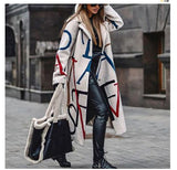 Fongt New 2025 Autumn Women's Long-Sleeved Collar Coat Prints The Long