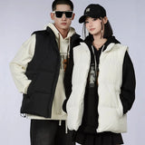 Winter Simple Korean Version Cotton Vest Slim Men And Women Lovers Versatile New Handsome Coat Warm Leisure Joker-Outfit