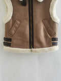 Autumn And Winter New Women's Brown Fur Integrated Lapel Vest Coat With Thick Vest K4-6353-Outfit