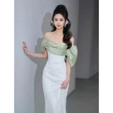 One-Word Shoulder Evening Dress Lily High-End Luxury Small High-End French Temperament Host Banquet Bride