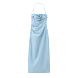 Summer Embossed Flower Dress Forked With Chest 3581880-Outfit