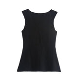 Fongt Women's 2025 Summer New Fashion Street Single-Dnecked Sweater Vest Top