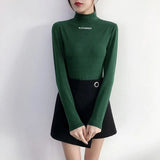 Solid Bottoming t Shirt Women Spring Autumn Tee Shirts Korean Turtleneck Slim Long Sleeve Black White T-shirts 90s tops