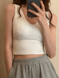 Rib V Neck Cropped Tank Top-Outfit