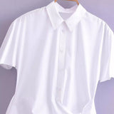 New Spring Poplin Waist Shows Thin Lace Fashion Shirt 9479048-Outfit