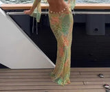 New Hanging Neck Print With Split Swimsuit Lady Sexy Bikini Beach