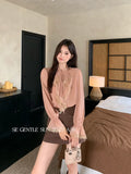 Fongt Xixi 2025 Autumn White Label Thousand Gold Lace Lace With Bottom Shirt Women's Long-Sleeved Top 89587