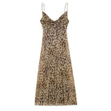 Fongt Women's Clothing 2025 Spring New Street Fashion Mesh Animal Print Sling Dress