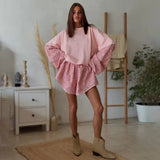 Fongt Temperament Niche Lotus Side V-Neck Irregular Drag-And-Drag Chiffon Sleeve Top