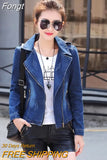 Denim Jacket Women 2023 Spring Autumn Blazer Zipper Slim Casual Tops Lady Outerwear Blue Jeans Coat Windbreaker Female