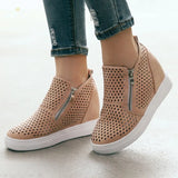 Wedge Sneaker Vulcanize Shoes Fashion Zip Leopard Increase Within Zapatos De Mujer New Fashion for