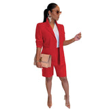 Color Women's Polyester Coat Shorts Two-piece